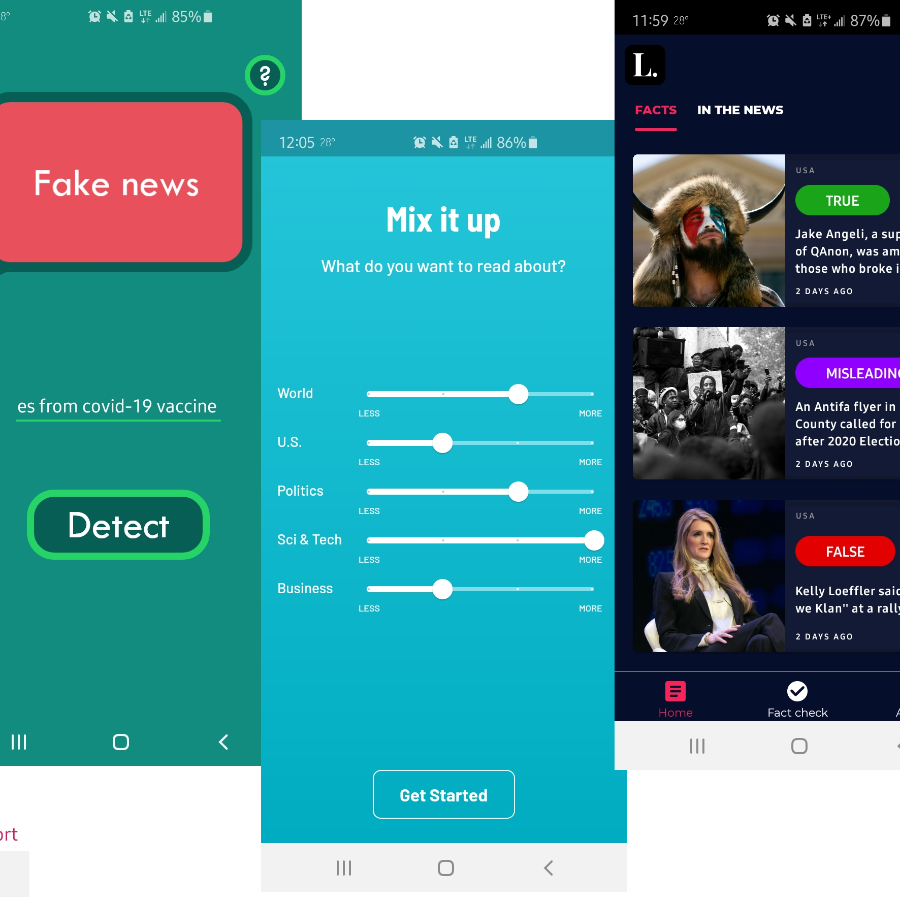 screenshot of fact checking apps